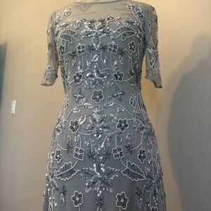 Adrianna Papell Gray Sequin Floral Dress